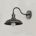 Contemporary Industrial Round Pot Lid Shape Curved Rod Iron Shade 1-Light Wall Sconce Lamp For Outdoor Patio