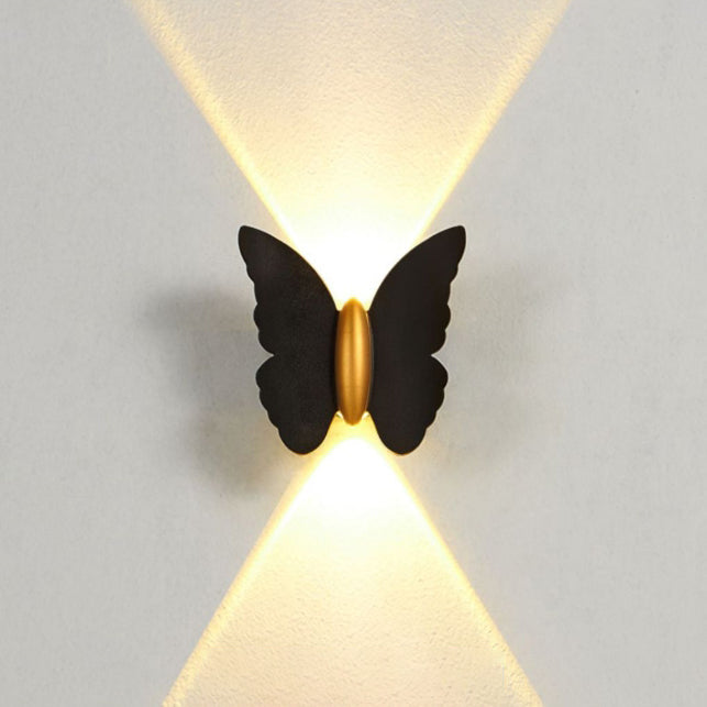 Lámpara aplique de pared LED de aluminio con diseño de mariposa, minimalista moderna e impermeable, para patio exterior