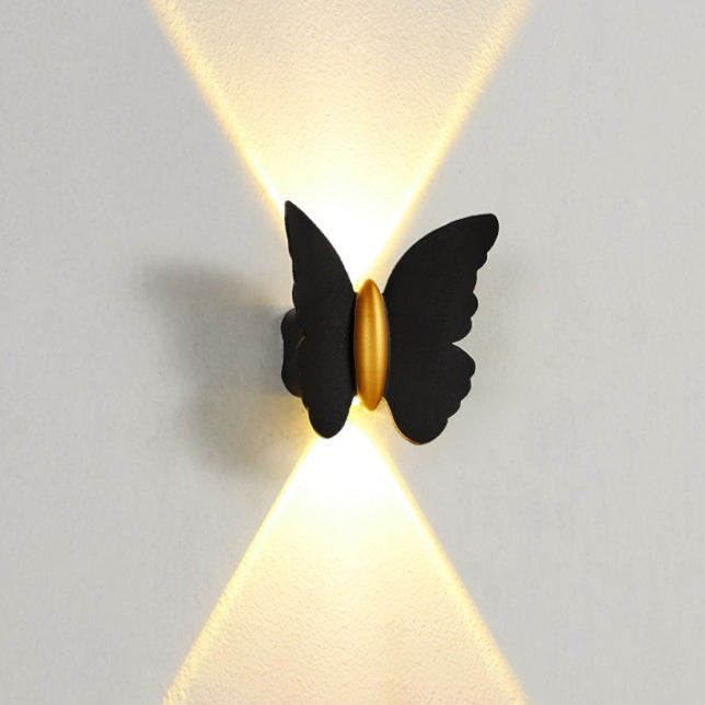 Lámpara aplique de pared LED de aluminio con diseño de mariposa, minimalista moderna e impermeable, para patio exterior
