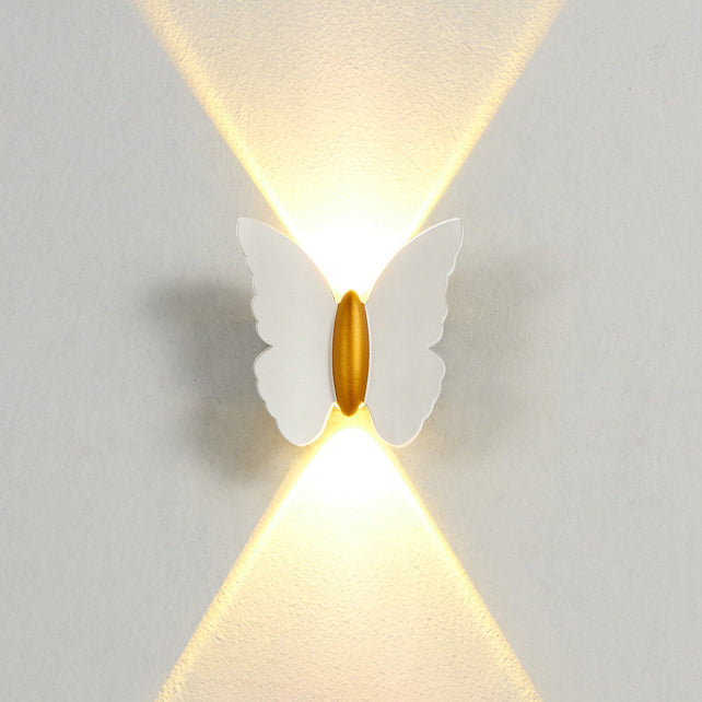 Lámpara aplique de pared LED de aluminio con diseño de mariposa, minimalista moderna e impermeable, para patio exterior