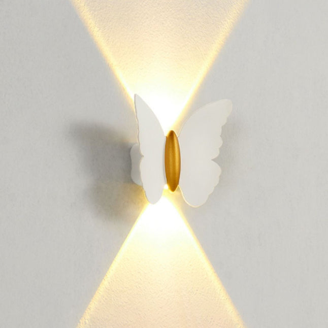 Lámpara aplique de pared LED de aluminio con diseño de mariposa, minimalista moderna e impermeable, para patio exterior