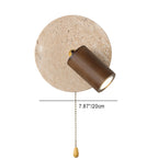Organic Modern Travertine & Walnut Wood Wall Sconce Adjustable Bedside Reading Light with Pull Chain