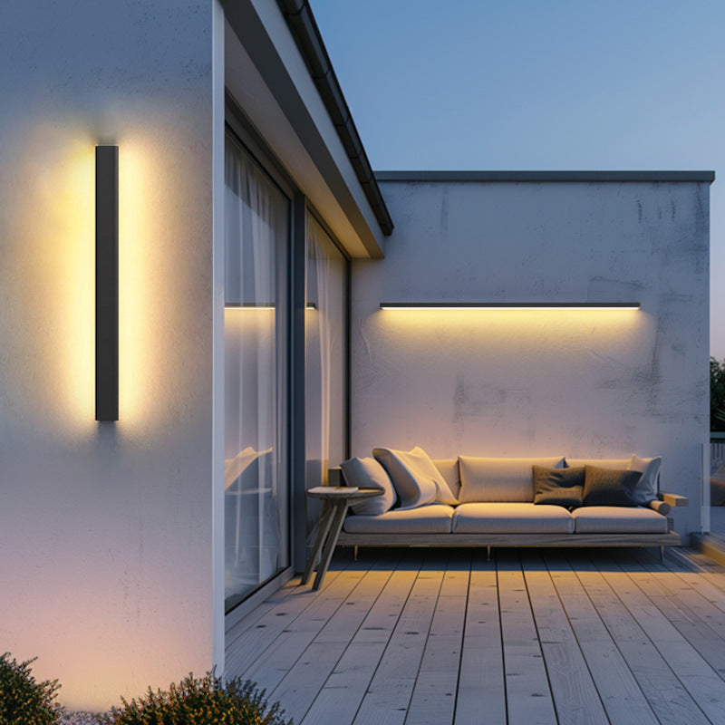 Lámpara de pared LED moderna, minimalista, impermeable, de aluminio acrílico, larga, para patio exterior