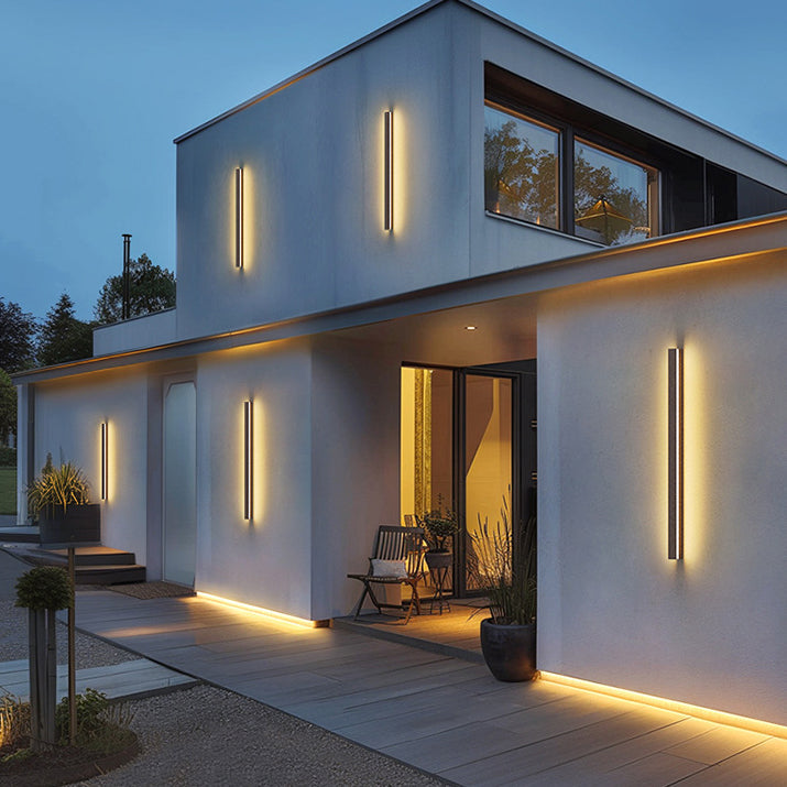 Lámpara de pared LED moderna, minimalista, impermeable, de aluminio acrílico, larga, para patio exterior