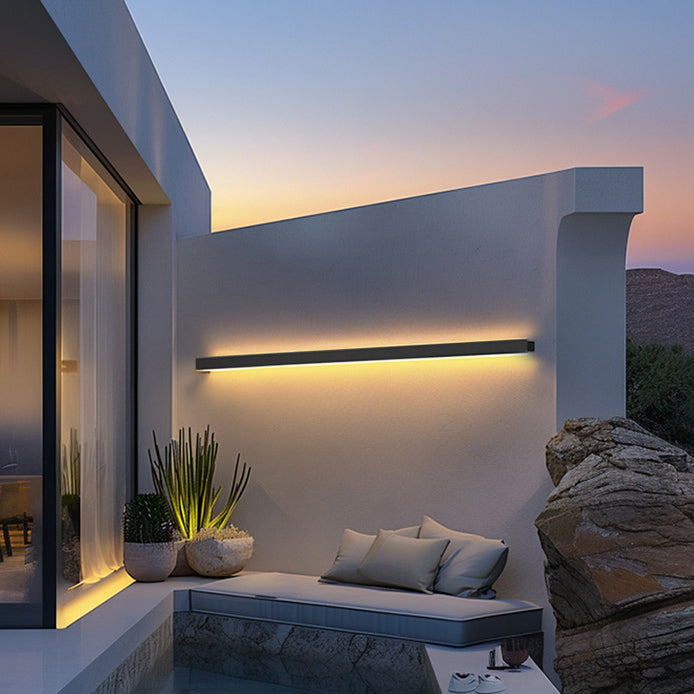 Lámpara de pared LED moderna, minimalista, impermeable, de aluminio acrílico, larga, para patio exterior