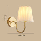 Vintage French Country Gold Wall Sconce with Pleated Fabric Shade Classic Brass Bedside Reading Light