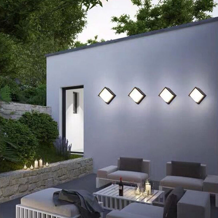 Lámpara de pared LED moderna minimalista impermeable de plástico acrílico redondo cuadrado para jardín