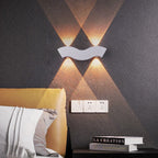 Modern Minimalist Waterproof Wave Rectangle Half Circle Aluminum LED Outdoor Wall Sconce Lamp For Garden