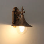 Traditional Vintage Waterproof Flared Carved Iron Die-Cast Aluminum Acrylic 1-Light Outdoor Wall Sconce Lamp For Garden