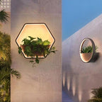 Lámpara de pared LED de exterior de acero inoxidable y aluminio, contemporánea, escandinava, impermeable, redonda, hexagonal, semicircular, trapezoidal, para jardín