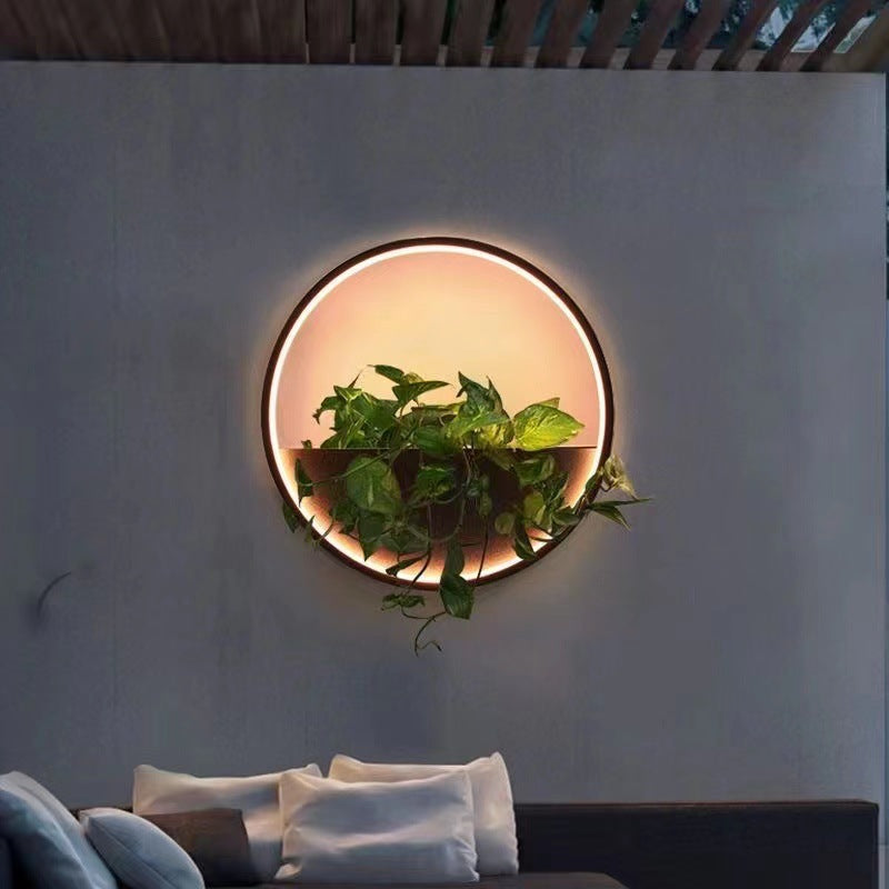 Lámpara de pared LED de exterior de acero inoxidable y aluminio, contemporánea, escandinava, impermeable, redonda, hexagonal, semicircular, trapezoidal, para jardín