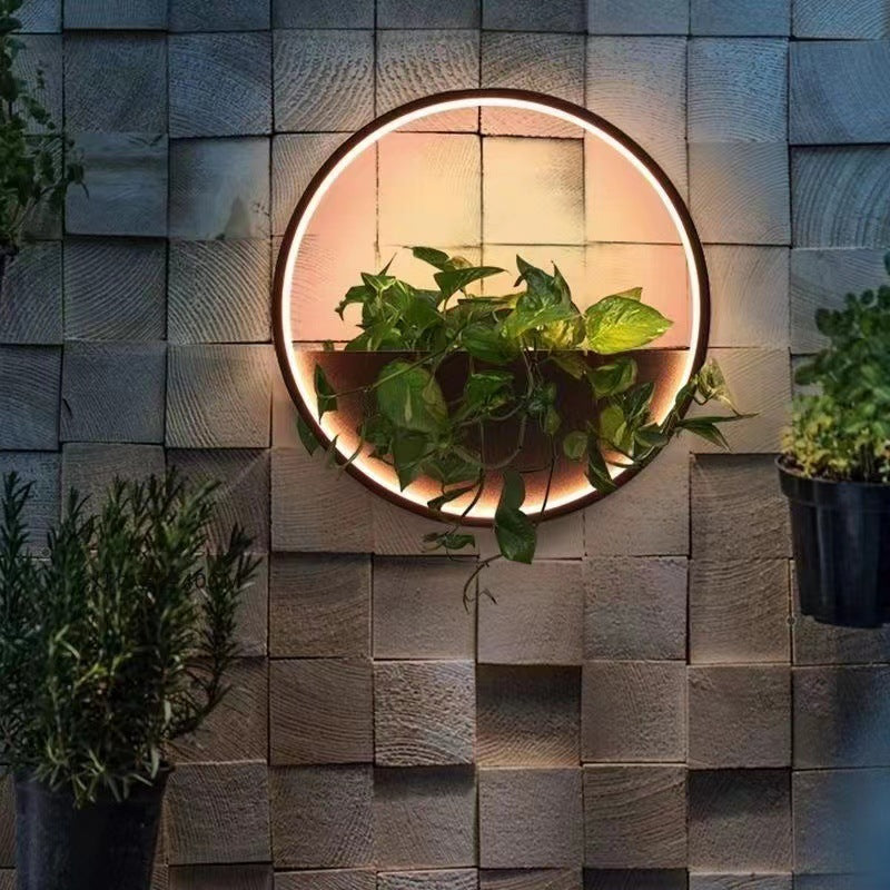 Lámpara de pared LED de exterior de acero inoxidable y aluminio, contemporánea, escandinava, impermeable, redonda, hexagonal, semicircular, trapezoidal, para jardín