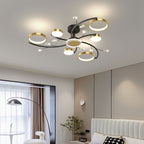 Contemporary Scandinavian Branch Round Iron Acrylic LED Semi-Flush Mount Ceiling Light For Living Room