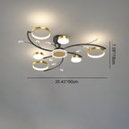 Contemporary Scandinavian Branch Round Iron Acrylic LED Semi-Flush Mount Ceiling Light For Living Room