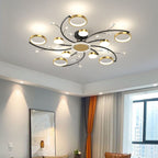 Contemporary Scandinavian Branch Round Iron Acrylic LED Semi-Flush Mount Ceiling Light For Living Room