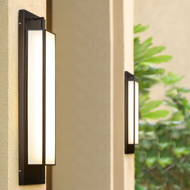 Lámpara Aplique de Pared Rectangular Moderna de Lujo, Impermeable, de Acero Inoxidable, con Dolomita Sintética y LED para Exterior de Jardín