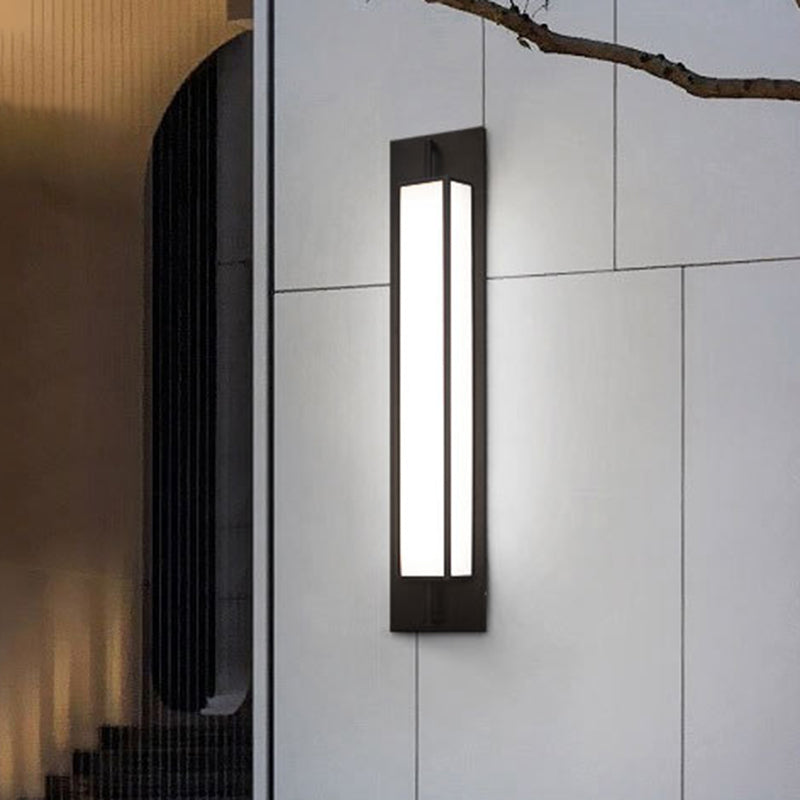 Lámpara Aplique de Pared Rectangular Moderna de Lujo, Impermeable, de Acero Inoxidable, con Dolomita Sintética y LED para Exterior de Jardín