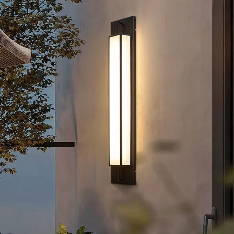 Lámpara Aplique de Pared Rectangular Moderna de Lujo, Impermeable, de Acero Inoxidable, con Dolomita Sintética y LED para Exterior de Jardín