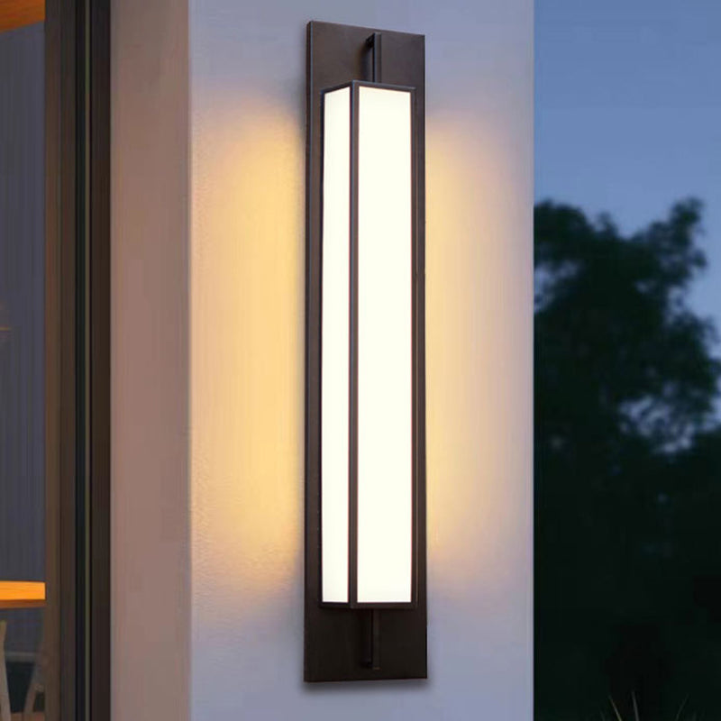 Lámpara Aplique de Pared Rectangular Moderna de Lujo, Impermeable, de Acero Inoxidable, con Dolomita Sintética y LED para Exterior de Jardín