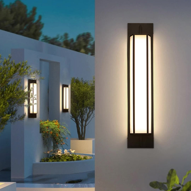 Lámpara Aplique de Pared Rectangular Moderna de Lujo, Impermeable, de Acero Inoxidable, con Dolomita Sintética y LED para Exterior de Jardín