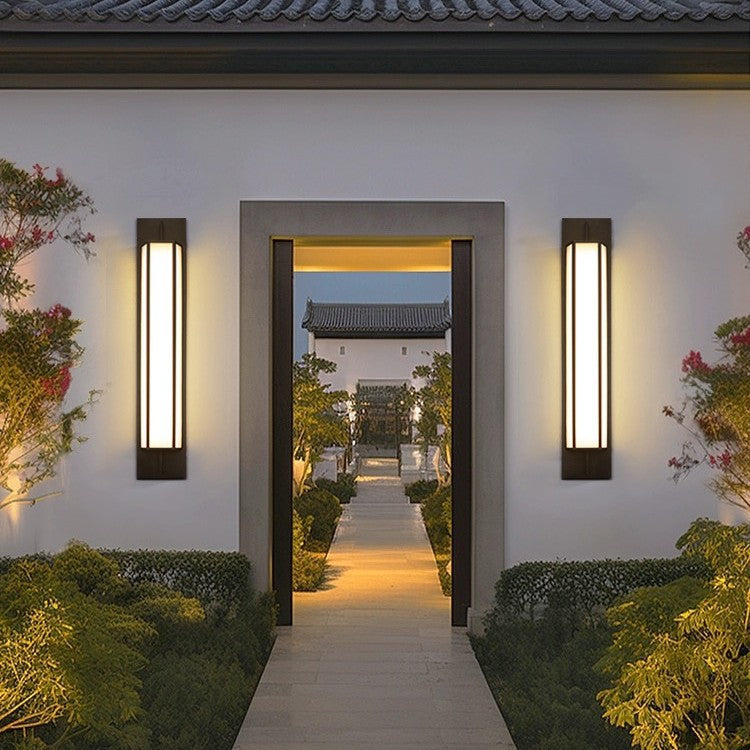 Lámpara Aplique de Pared Rectangular Moderna de Lujo, Impermeable, de Acero Inoxidable, con Dolomita Sintética y LED para Exterior de Jardín
