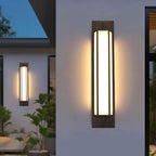 Lámpara Aplique de Pared Rectangular Moderna de Lujo, Impermeable, de Acero Inoxidable, con Dolomita Sintética y LED para Exterior de Jardín