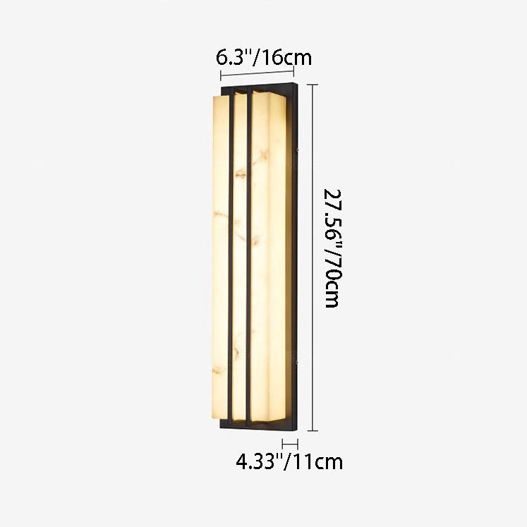 Lámpara de pared LED rectangular larga de acero inoxidable y resina, impermeable, moderna y minimalista, para patio exterior