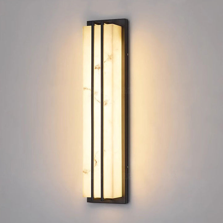 Lámpara de pared LED rectangular larga de acero inoxidable y resina, impermeable, moderna y minimalista, para patio exterior
