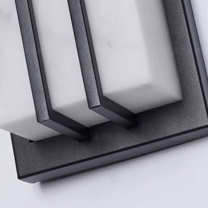 Lámpara de pared LED rectangular larga de acero inoxidable y resina, impermeable, moderna y minimalista, para patio exterior