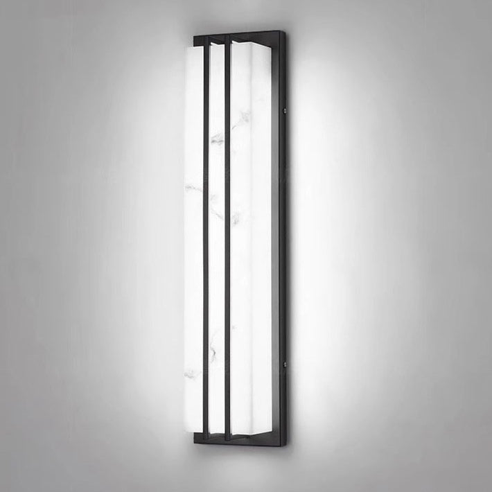 Lámpara de pared LED rectangular larga de acero inoxidable y resina, impermeable, moderna y minimalista, para patio exterior