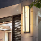 Lámpara de pared LED rectangular larga de acero inoxidable y resina, impermeable, moderna y minimalista, para patio exterior