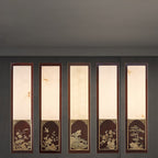 Lámpara de pared LED impermeable de latón con diseño tradicional chino de bambú y urraca, con pantalla de mármol, para pasillo