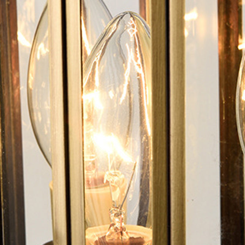 Lámpara de pared exterior de 3 luces con pantalla de cristal con diseño de agua cilíndrico y marco de latón de lujo contemporáneo para jardín