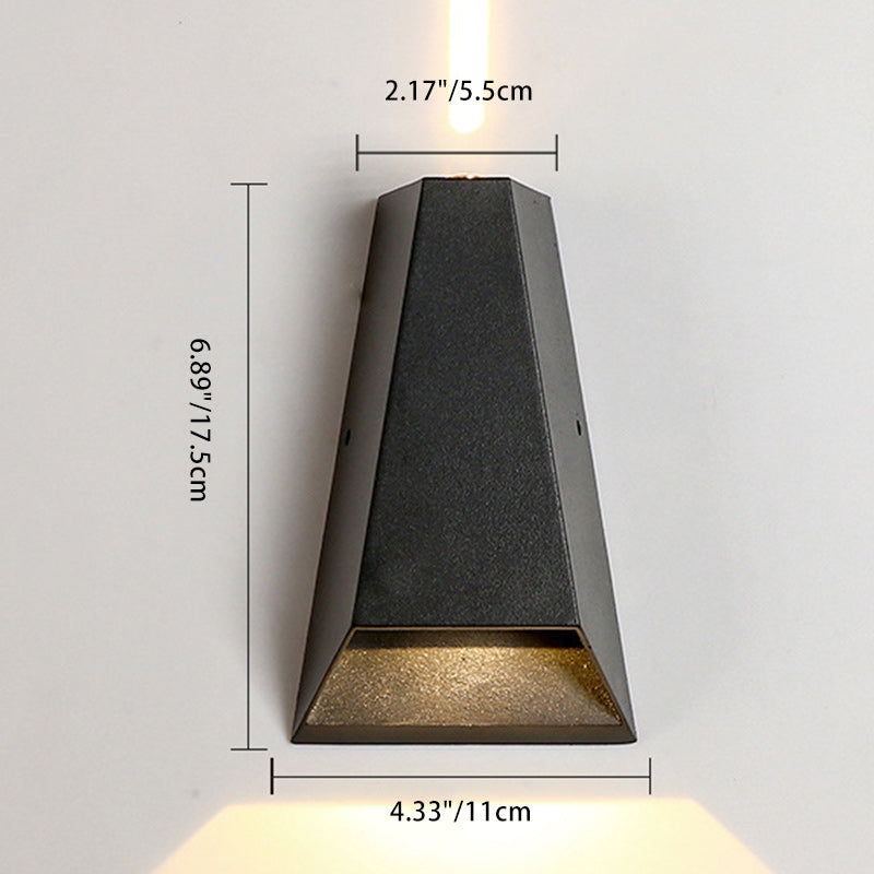 Lámpara de pared LED moderna minimalista de aluminio trapezoidal con iluminación ascendente y descendente para jardín