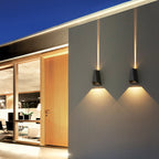 Lámpara de pared LED moderna minimalista de aluminio trapezoidal con iluminación ascendente y descendente para jardín