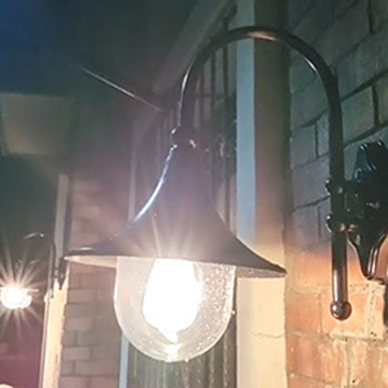 Lámpara de pared exterior de 1 luz con pantalla de trompeta de aluminio y vidrio de simplicidad contemporánea para jardín