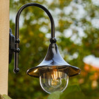 Lámpara de pared exterior de 1 luz con pantalla de trompeta de aluminio y vidrio de simplicidad contemporánea para jardín