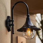 Lámpara de pared exterior de 1 luz con pantalla de trompeta de aluminio y vidrio de simplicidad contemporánea para jardín