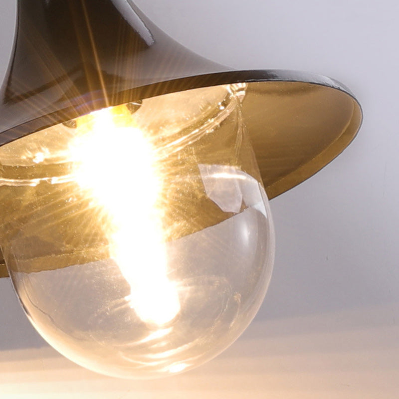 Lámpara de pared exterior de 1 luz con pantalla de trompeta de aluminio y vidrio de simplicidad contemporánea para jardín
