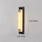 Traditional Chinese Column Stainless Steel Marble Shade LED Waterproof Wall Sconce Lamp For Outdoor Patio