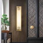 Traditional Chinese Column Stainless Steel Marble Shade LED Waterproof Wall Sconce Lamp For Outdoor Patio
