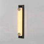 Traditional Chinese Column Stainless Steel Marble Shade LED Waterproof Wall Sconce Lamp For Outdoor Patio