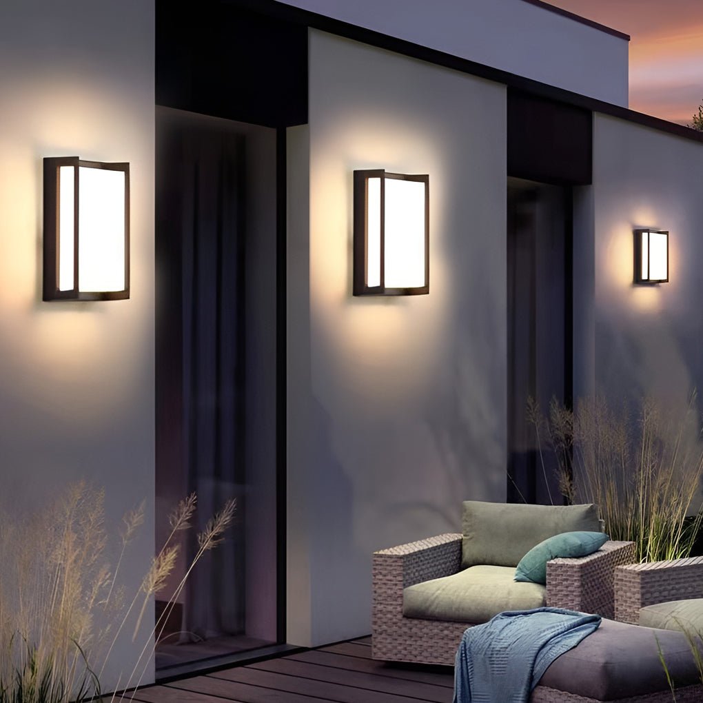 Aplique de pared rectangular LED para exteriores, impermeable, de ABS, para jardín, diseño moderno y sencillo