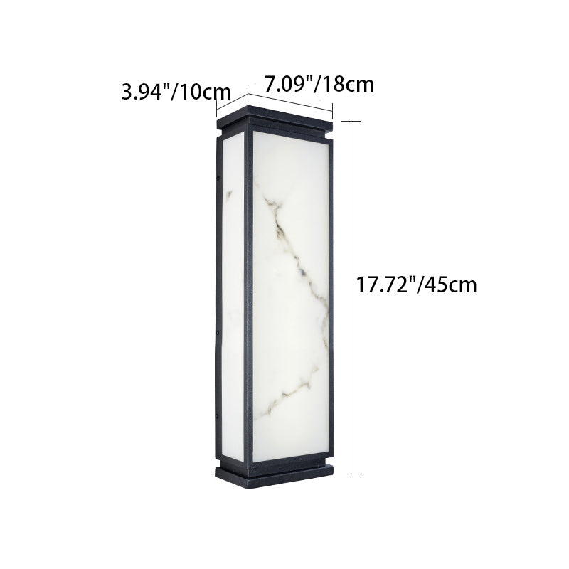 Lámpara de pared LED impermeable para exterior con pantalla de imitación mármol y acero inoxidable, estilo chino tradicional, para jardín