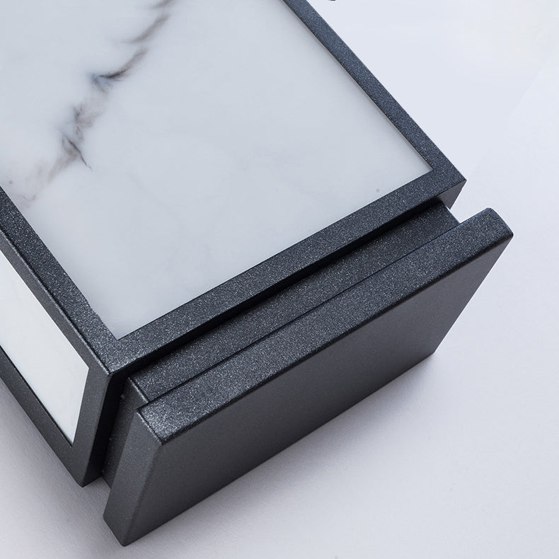 Lámpara de pared LED impermeable para exterior con pantalla de imitación mármol y acero inoxidable, estilo chino tradicional, para jardín