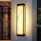Lámpara de pared LED impermeable para exterior con pantalla de imitación mármol y acero inoxidable, estilo chino tradicional, para jardín