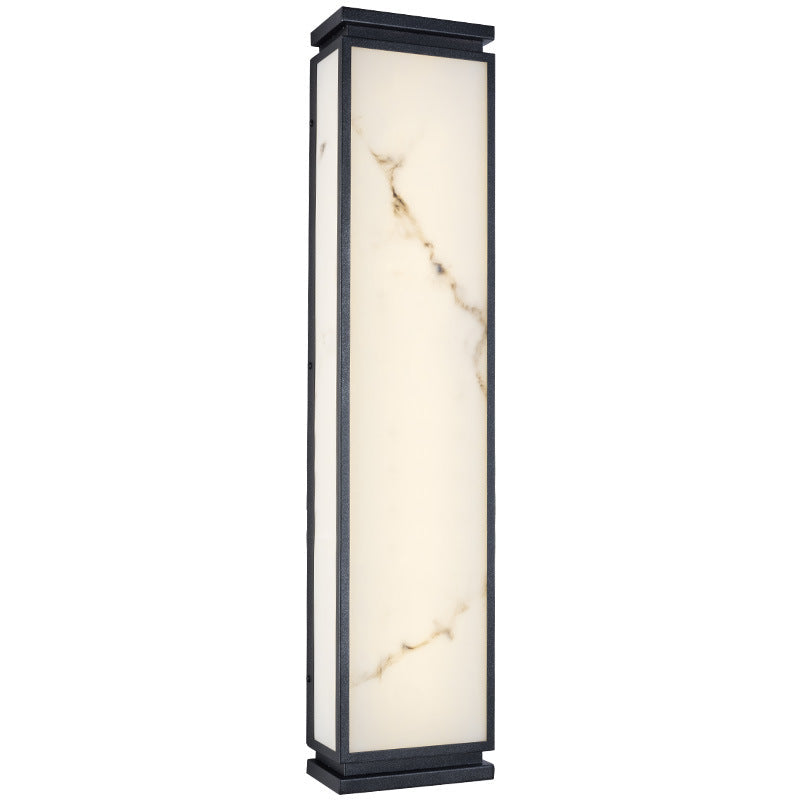 Lámpara de pared LED impermeable para exterior con pantalla de imitación mármol y acero inoxidable, estilo chino tradicional, para jardín