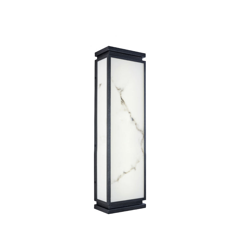 Lámpara de pared LED impermeable para exterior con pantalla de imitación mármol y acero inoxidable, estilo chino tradicional, para jardín
