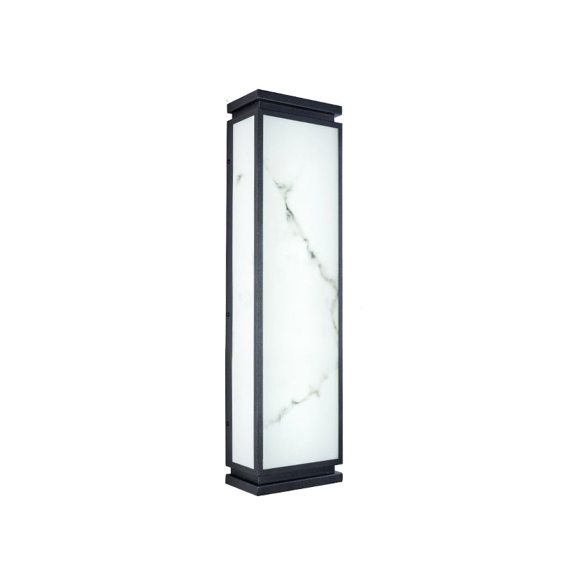 Lámpara de pared LED impermeable para exterior con pantalla de imitación mármol y acero inoxidable, estilo chino tradicional, para jardín