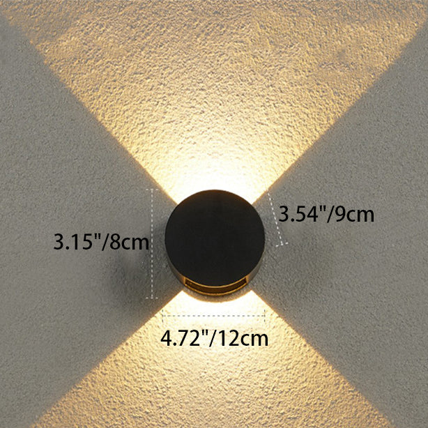 Lámpara de pared LED impermeable para patio al aire libre, moderna, minimalista, redonda, de aluminio, con iluminación superior e inferior